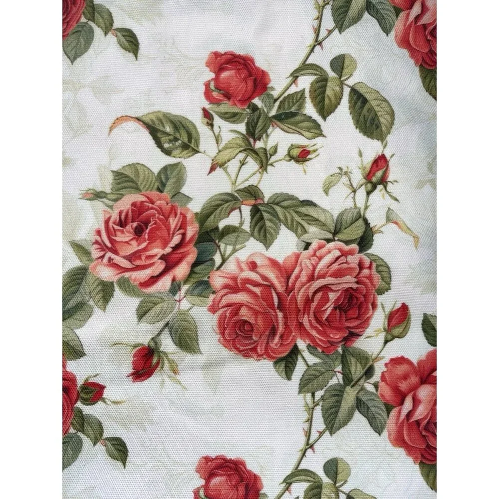 Spoonflower Floral / Red Rose 100% Cotton Curtain Panels 2- 84”X48” New w/o tags